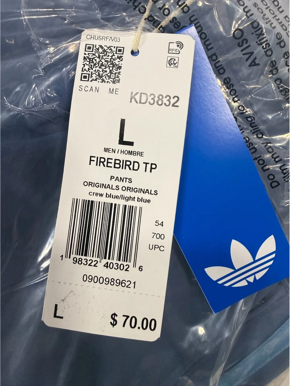 Adidas Originals Firebird Suit Jacket & Pants CREW BLUE White Men's LARGE L